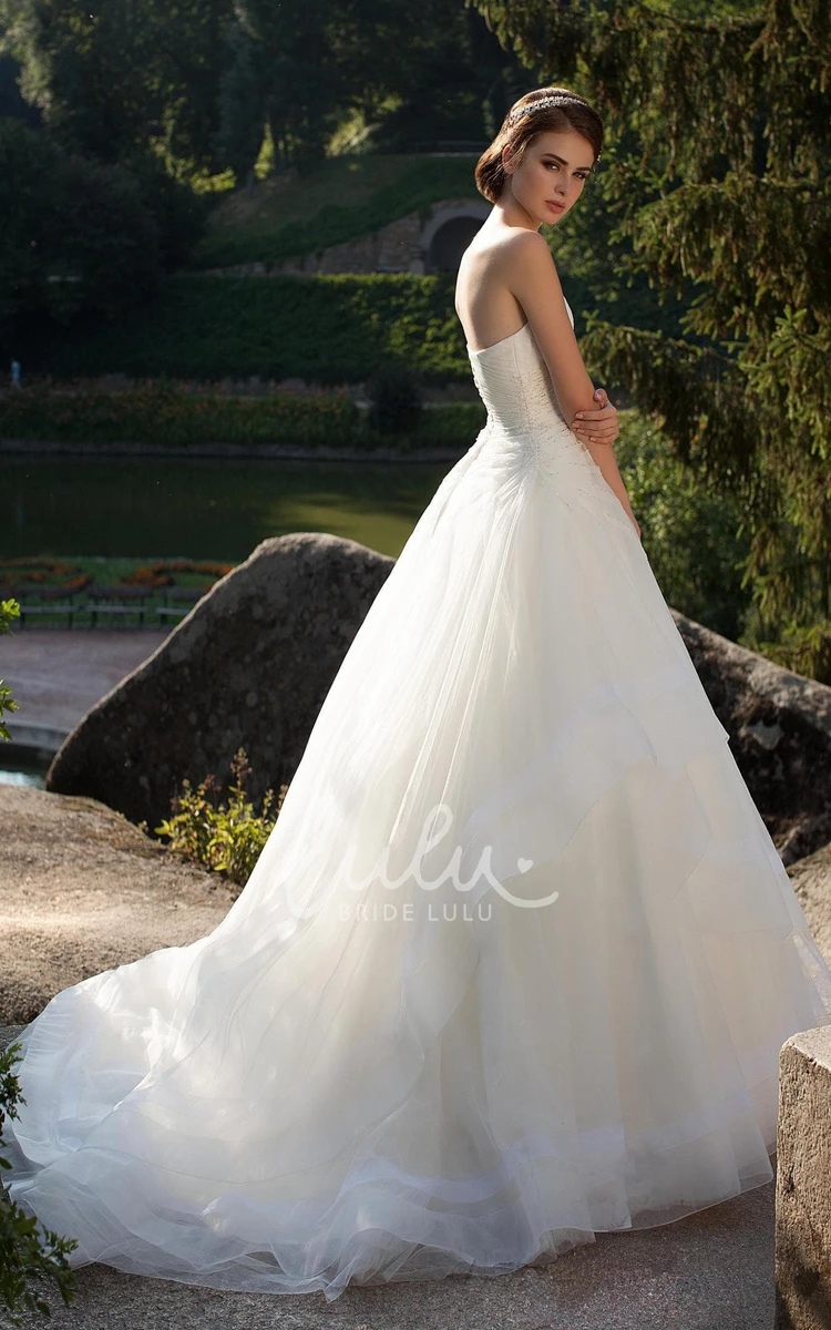 Lace-Up Sweetheart A-Line Tulle Wedding Dress with Beading and Side Draping