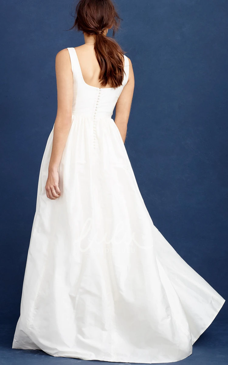 Satin Sleeveless A-Line V-Neck Wedding Dress Simple & Elegant