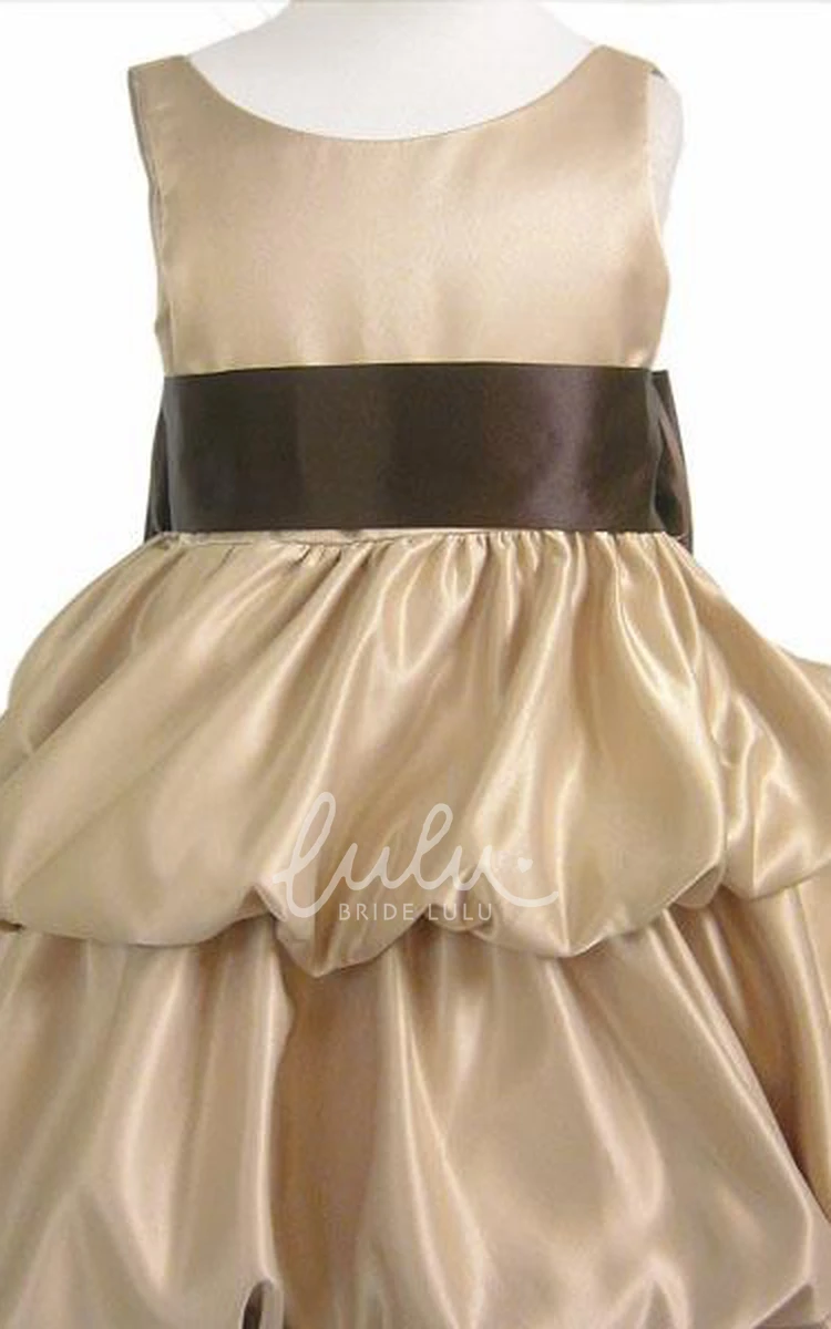 Sleeveless Satin Flower Girl Dress Tiered Elegant 2024