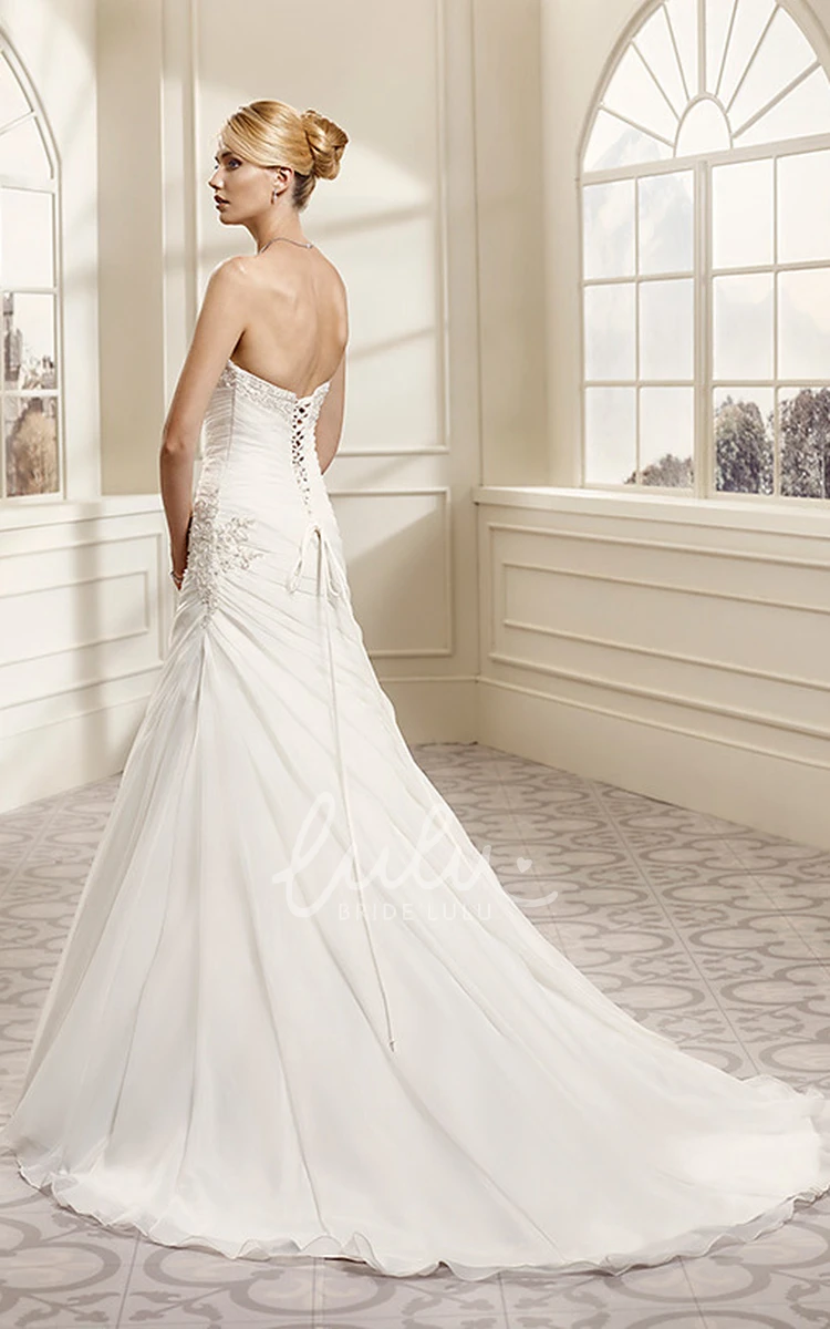 A-Line Sleeveless Wedding Dress with Side Draping and Appliques Elegant Wedding Dress