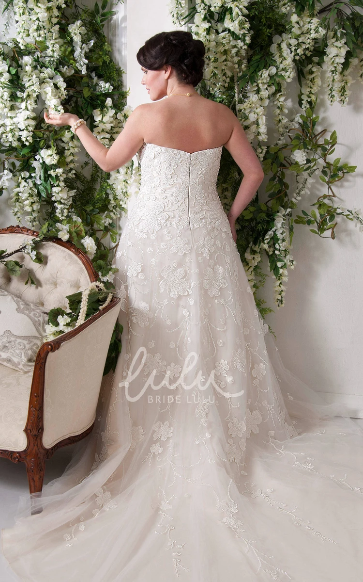 Lace A-Line Wedding Dress with Sweetheart Neckline and Chapel Train