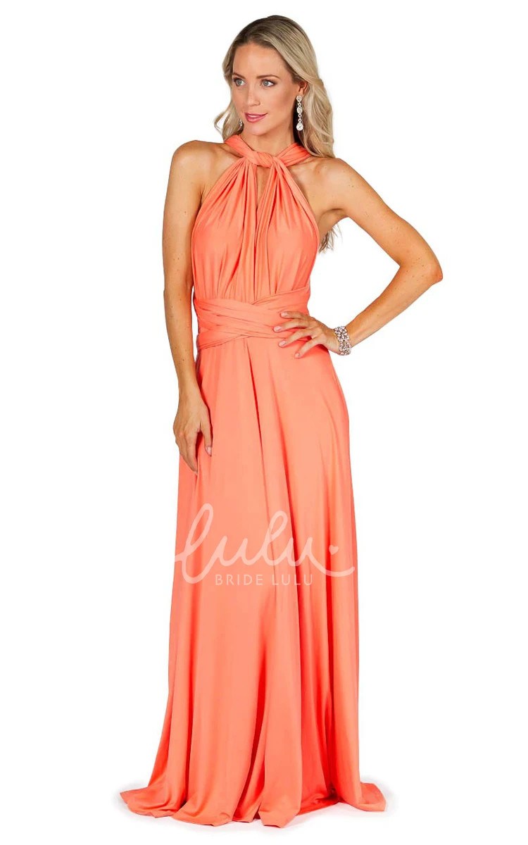 Maxi One-Shoulder Chiffon Bridesmaid Dress with Straps Unique Convertible Design