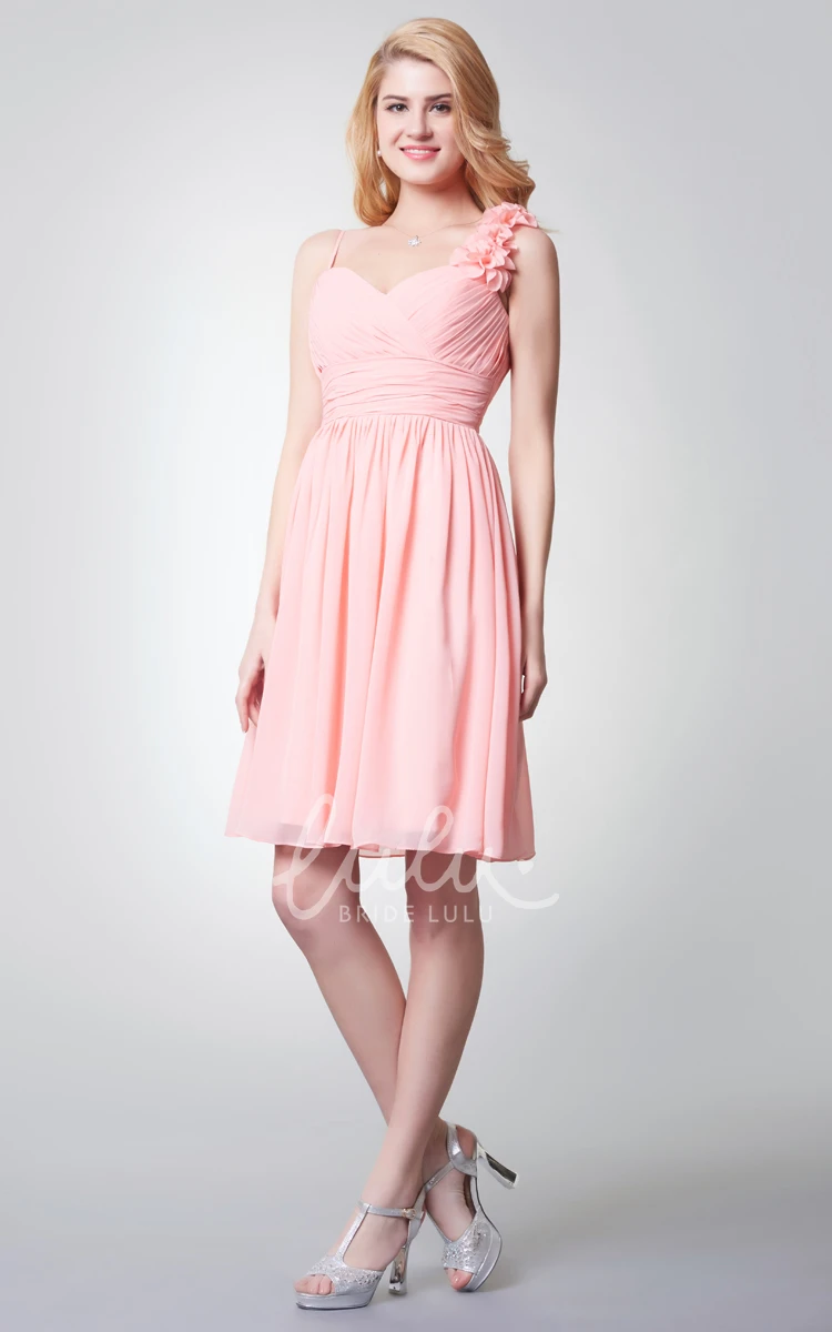 Empire Waist Chiffon Bridesmaid Dress with Flower Detailing Sleeveless & Unique