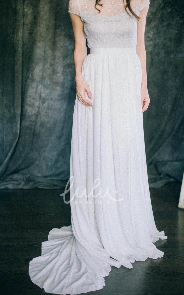 Floor-Length Chiffon Satin Wedding Dress Classic Bridal Gown