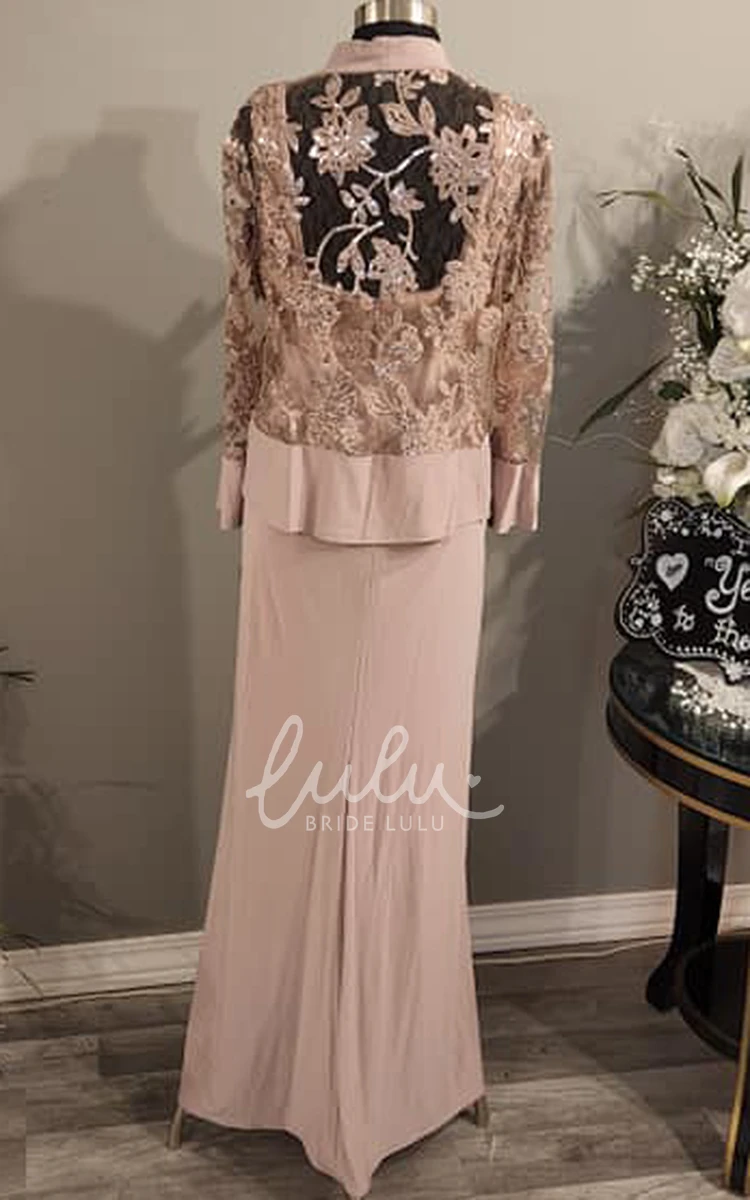 Modest Chiffon A-Line Mother Of The Bride Dress with Long Sleeve Square Neckline