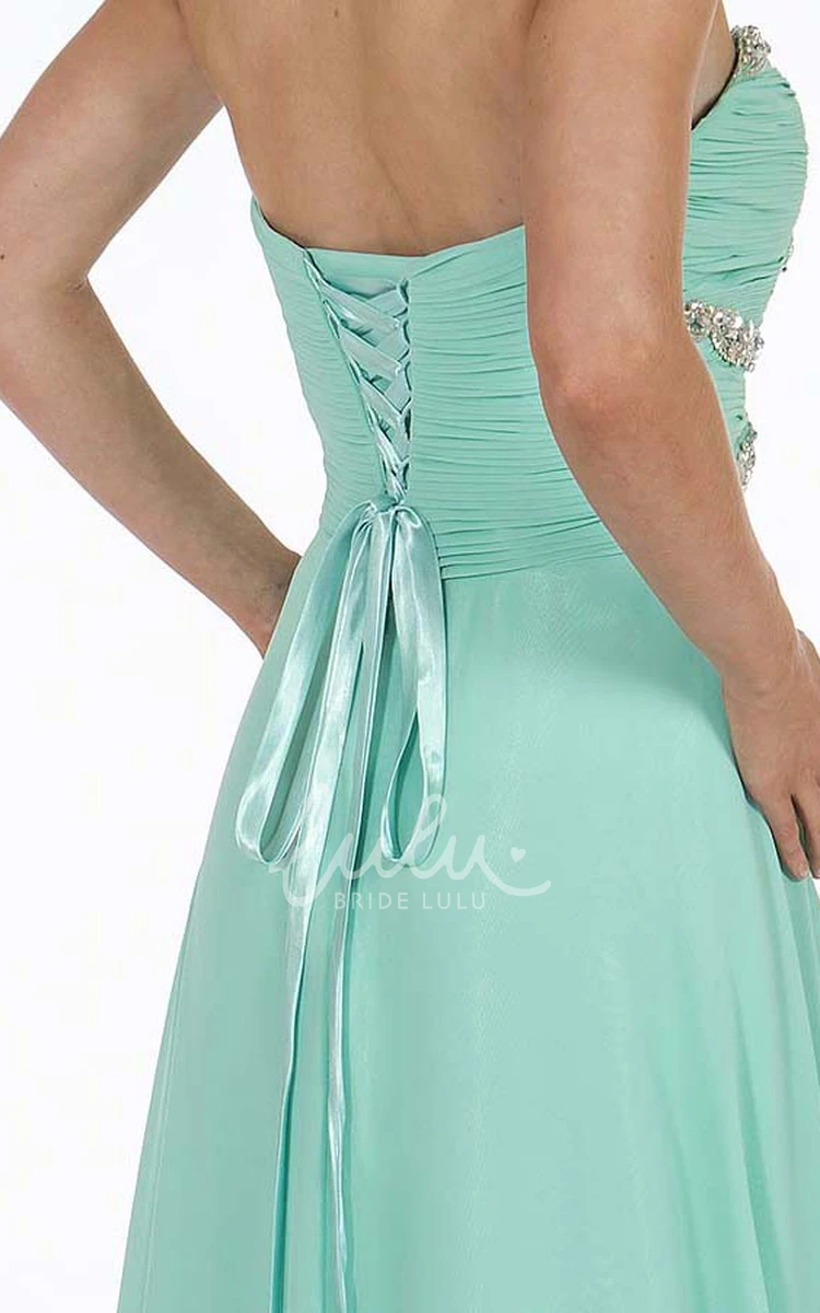 Ruched Sweetheart Chiffon Prom Dress A-Line Long Sleeveless