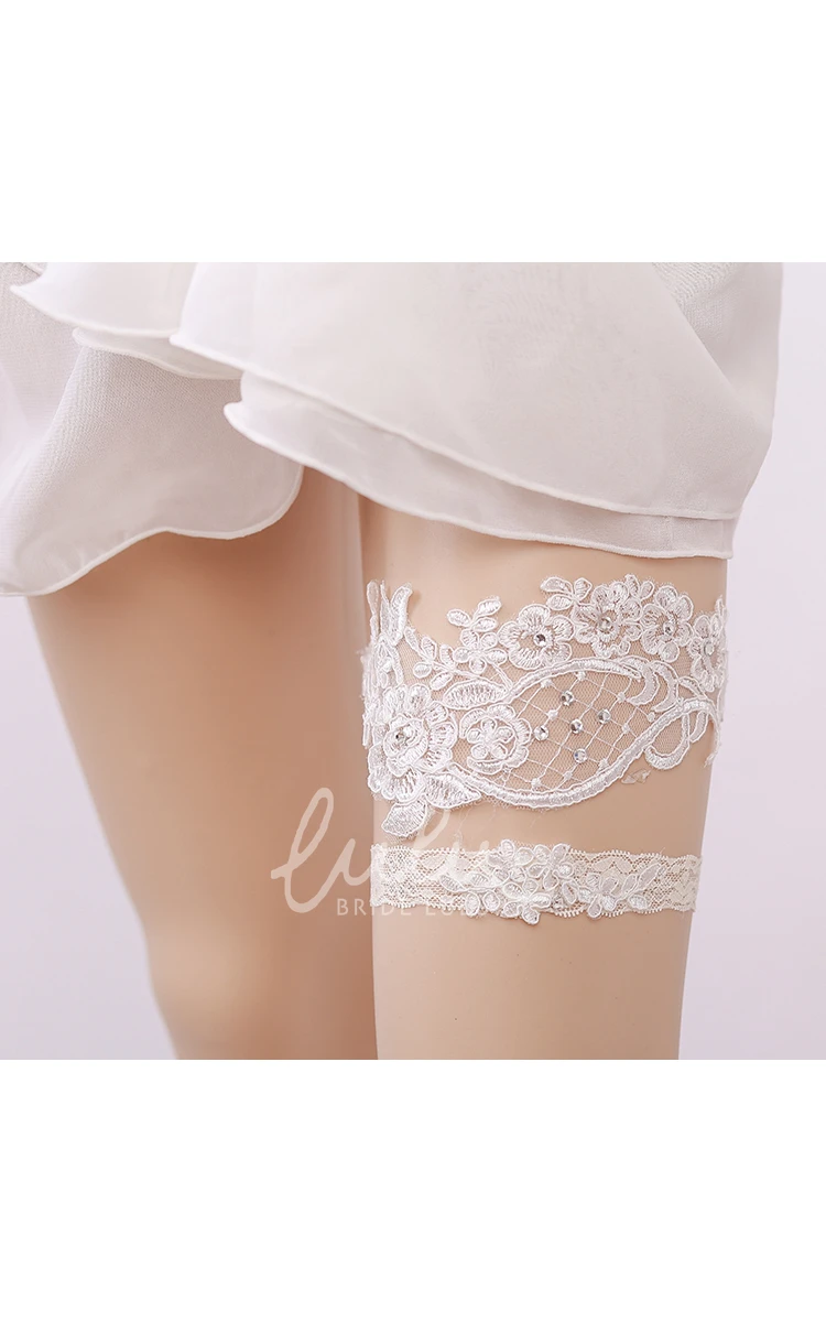 Bridal Lace Garter Set for Wedding Dress 16-23in