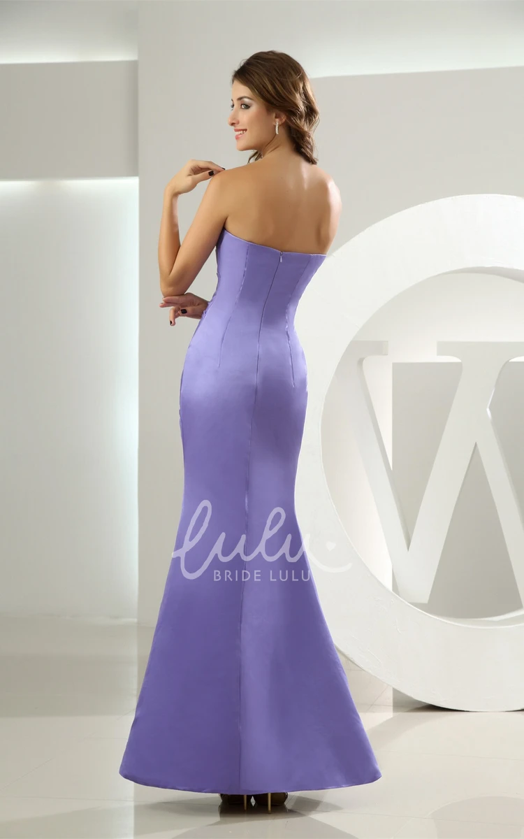 Strapless Satin Mermaid Bridesmaid Dress with Ruching Simple & Elegant