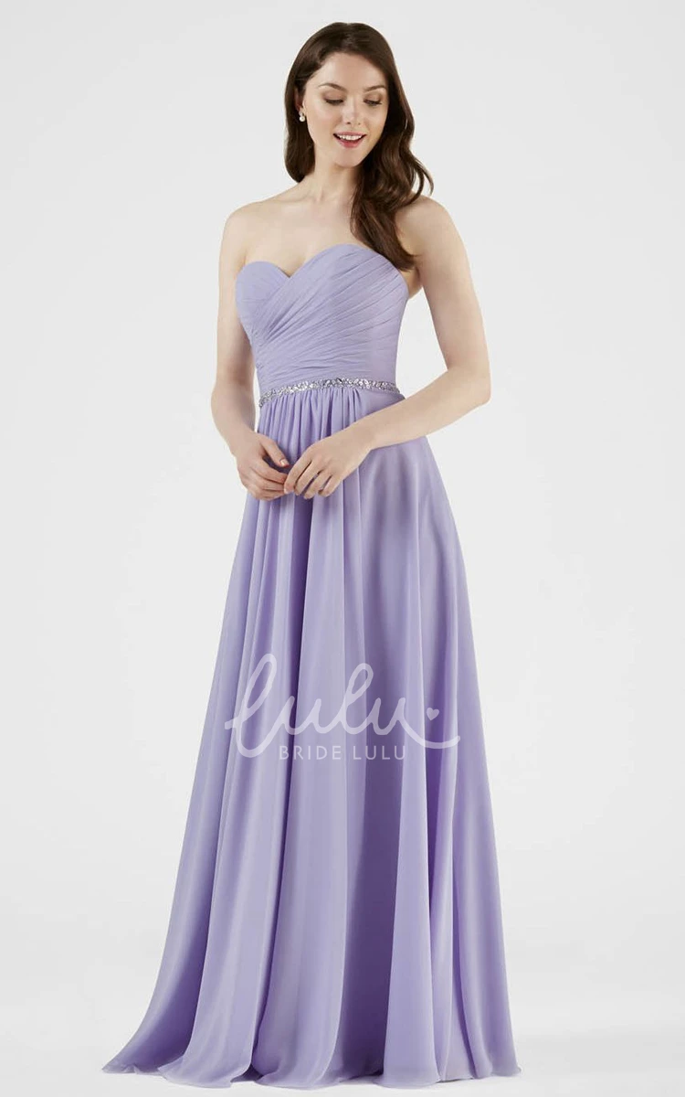 Chiffon Sweetheart Bridesmaid Dress with Waist Jewelry Elegant Bridesmaid Dress