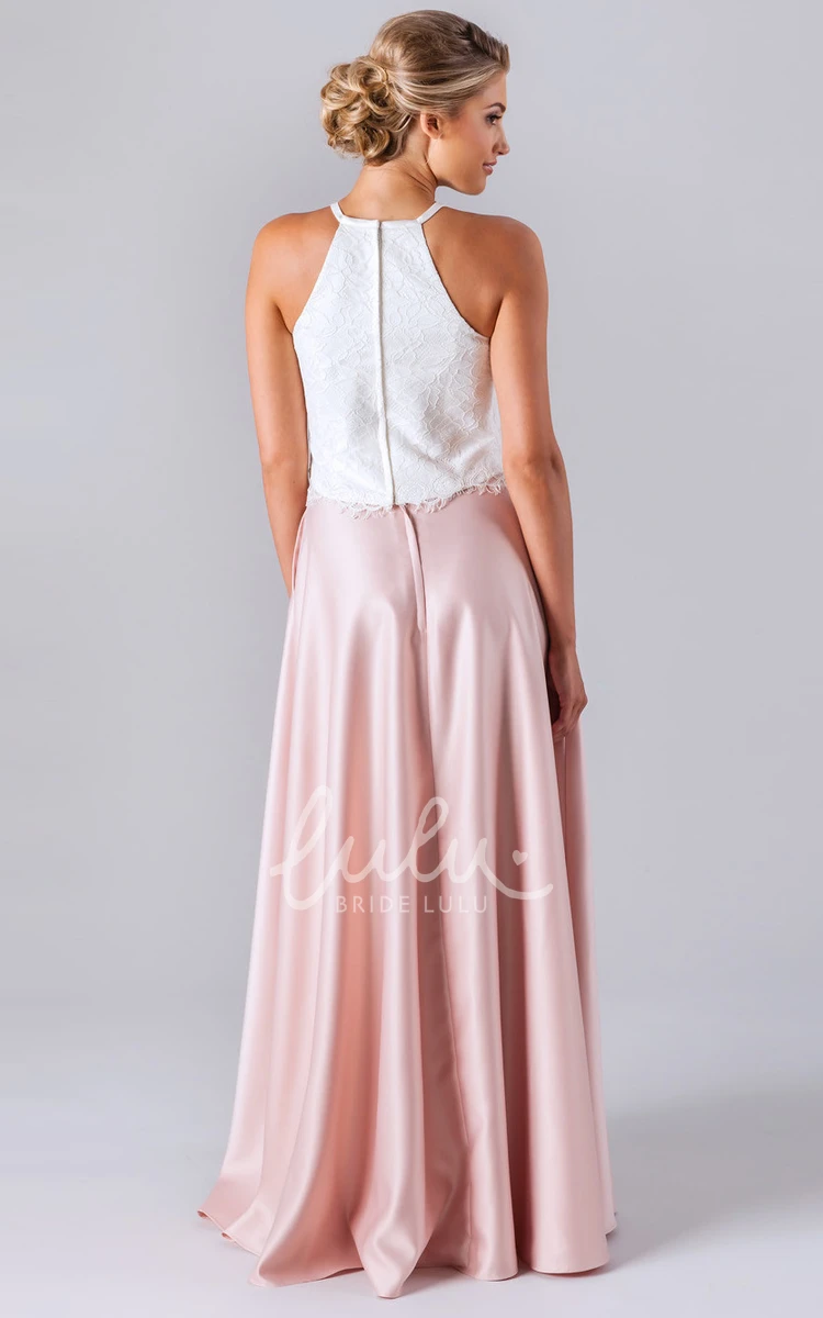 Sleeveless Lace Satin Bridesmaid Dress Maxi & Classy