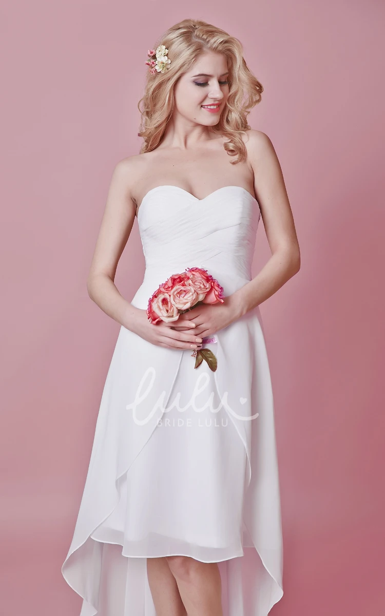 Sweetheart High-low Chiffon Wedding Dress with Chic Style