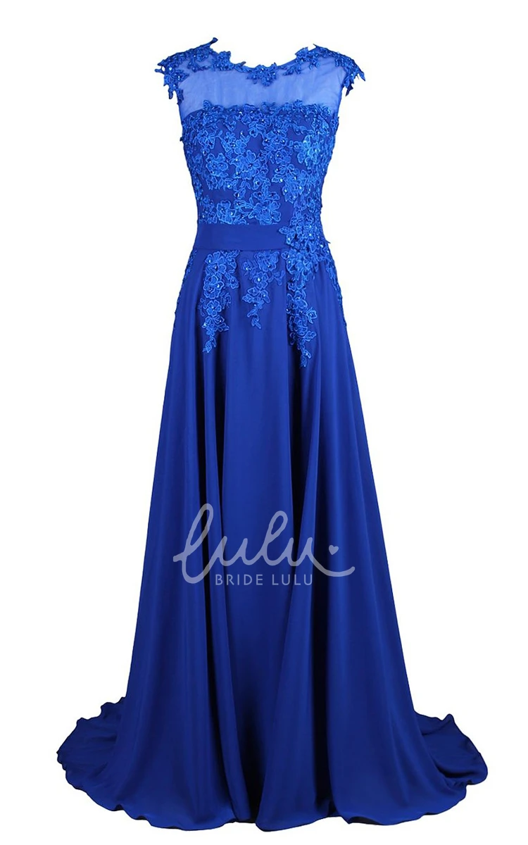 Beaded A-line Bridesmaid Dress with Lace Appliques Cap-sleeved and Classy