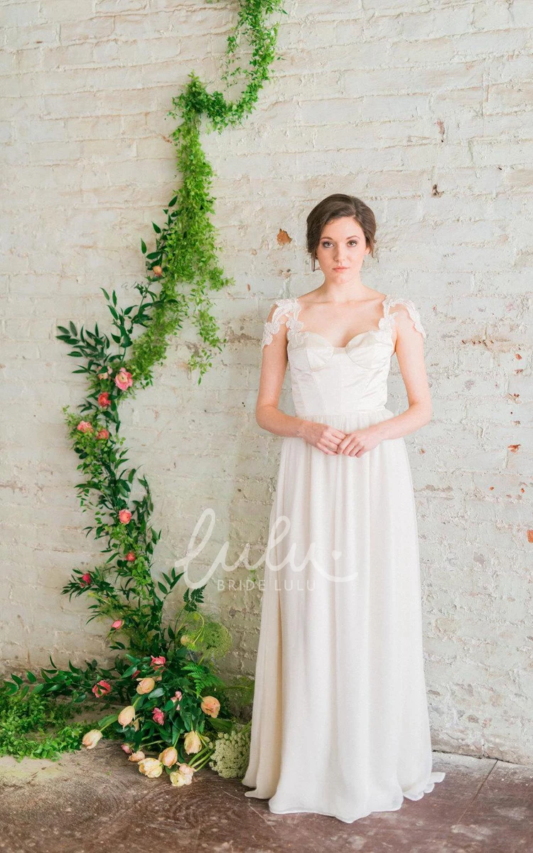 A-Line Chiffon Wedding Dress with Appliques Long & Classy