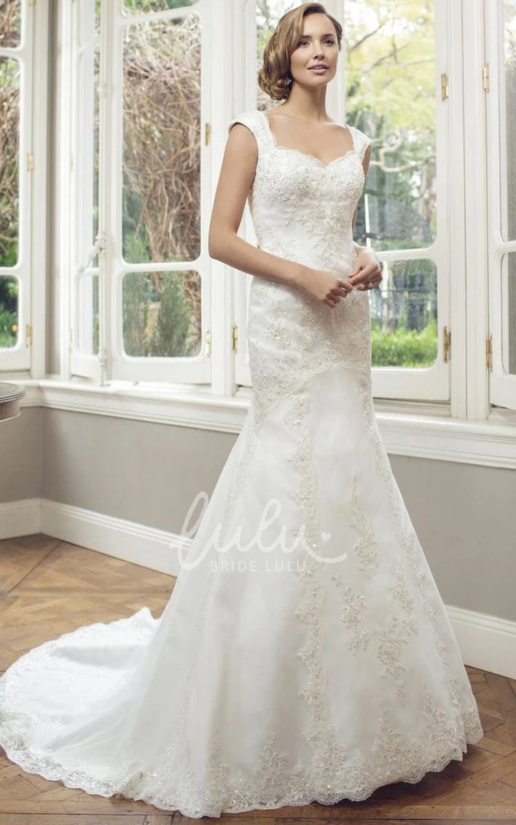 Square-Neck Sleeveless Sheath Lace Wedding Dress with Illusion Timeless Bridal Gown