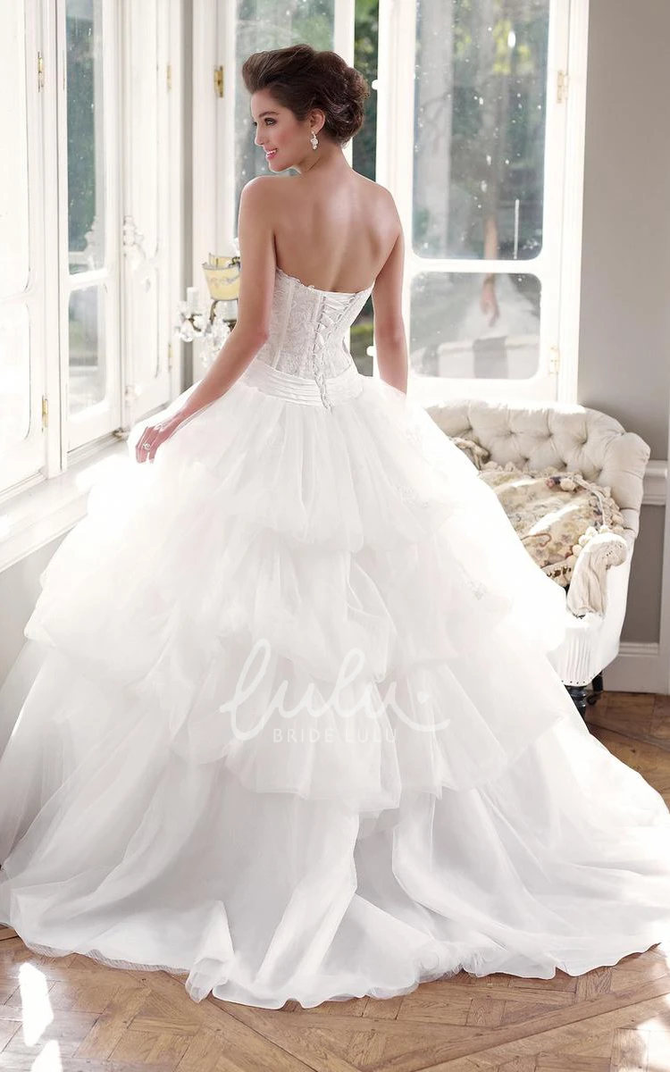 Sweetheart Tulle Wedding Dress with Pick-Up Skirt Stunning Ball Gown