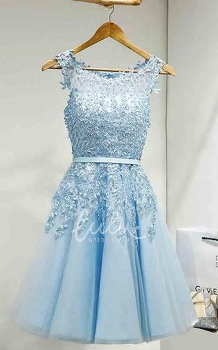 Jeweled A-line Knee-length Lace Formal Dress Lovely & Popular