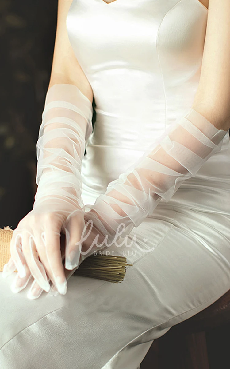 Tulle Black White Champagne Long Gloves Transparent Wedding Gloves
