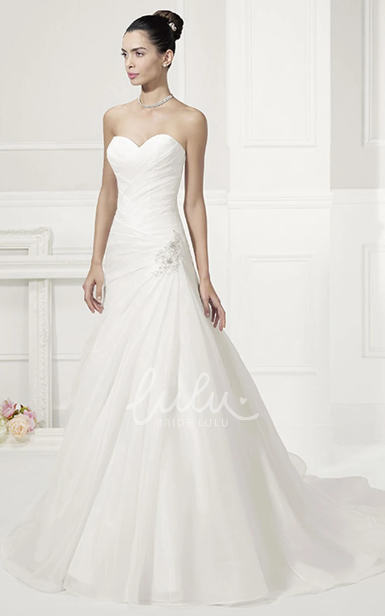 Organza A-line Sweetheart Wedding Dress with Floral Details