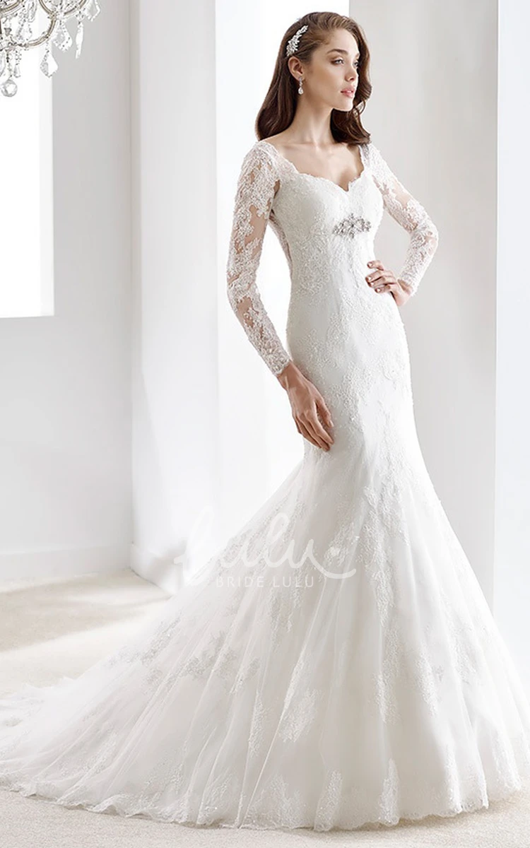 Pleated Mermaid Wedding Dress with Sweetheart Neckline and Lace-Up Back