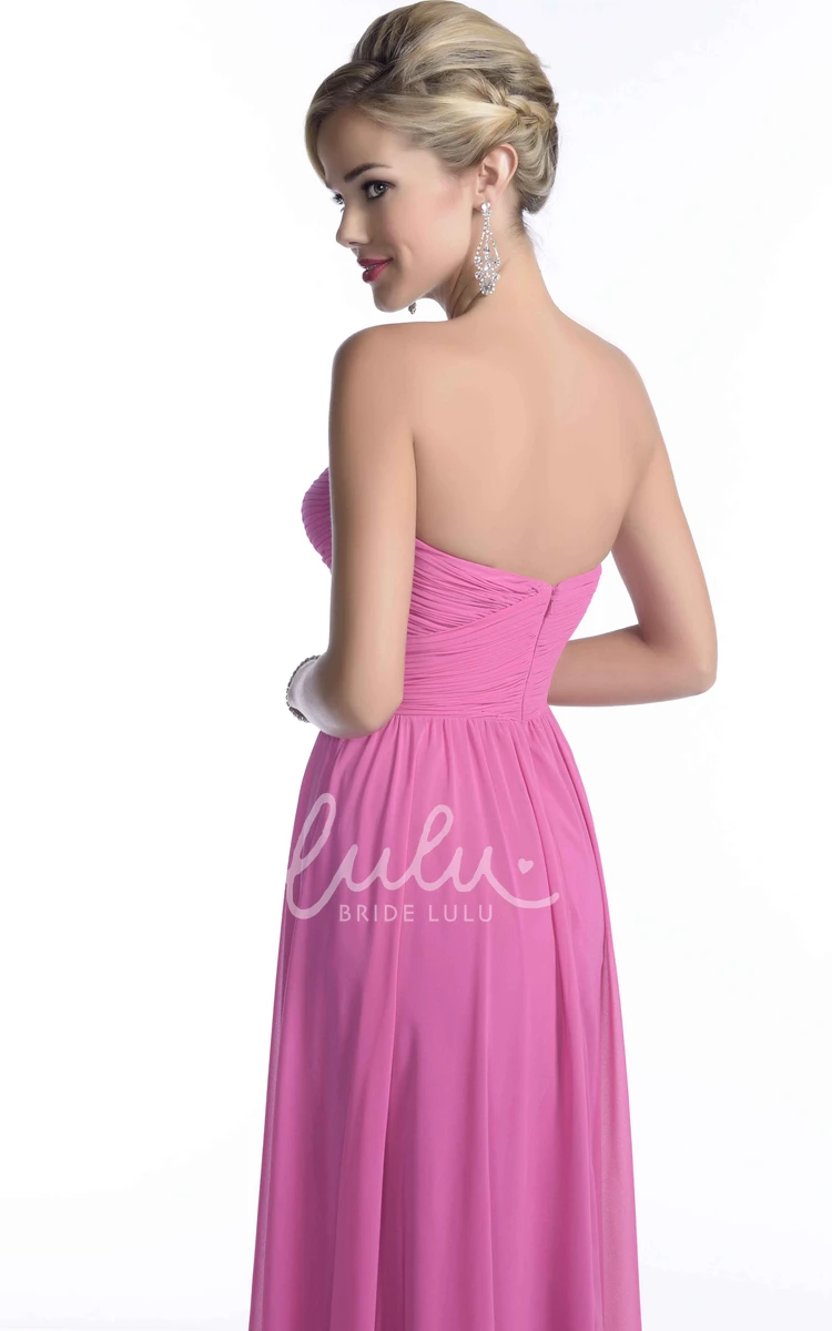 Chiffon Bridesmaid Dress with Crisscross Ruched Bodice A-Line Sweetheart
