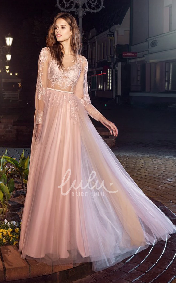 Tea-Length Lace Illusion Bateau Dress with Puff Sleeves for Formal or Prom