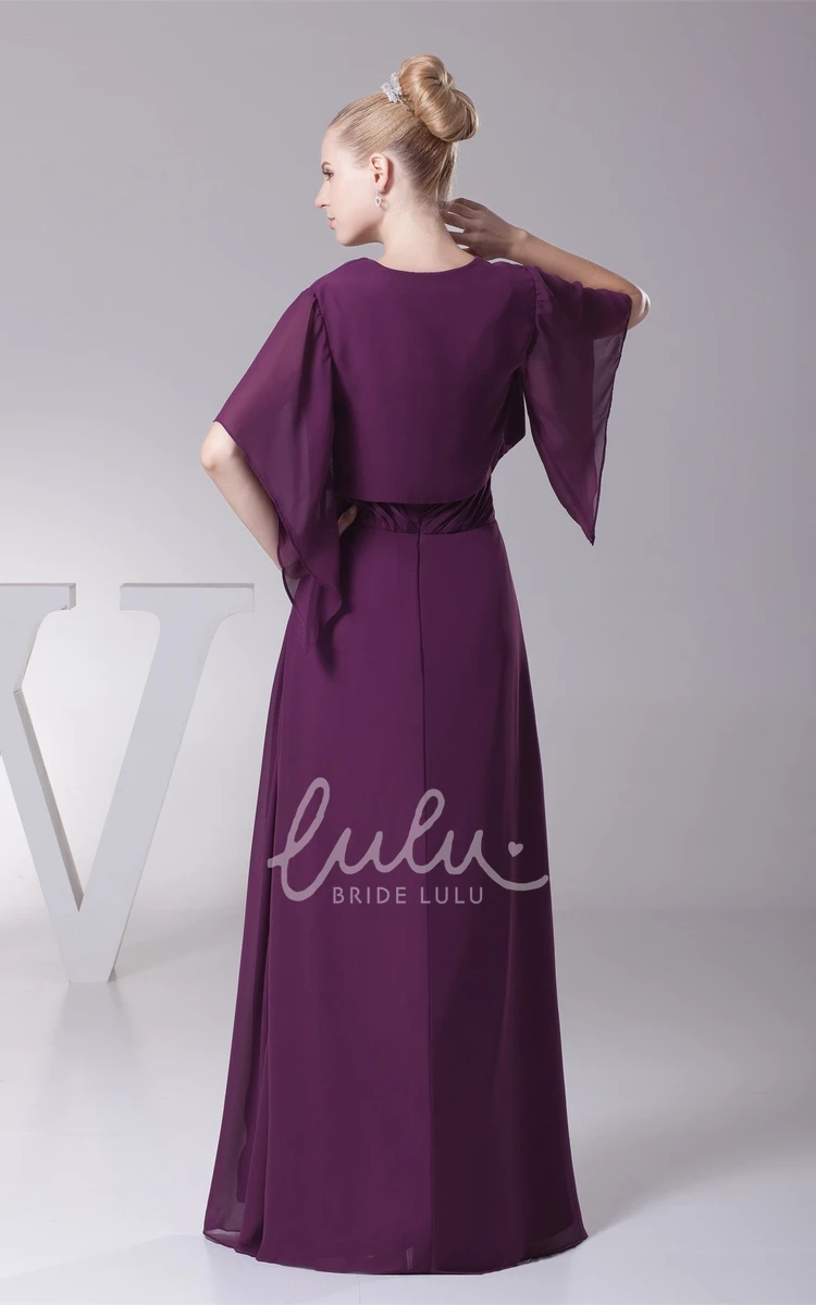 Chiffon Maxi Evening Dress with Bolero and Criss-Cross