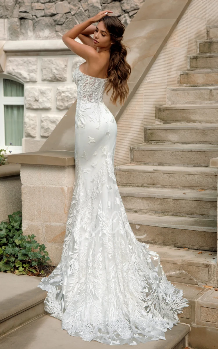 Mermaid Satin Beach Wedding Dress with Sweetheart Neckline and Open Back Unique and Modern