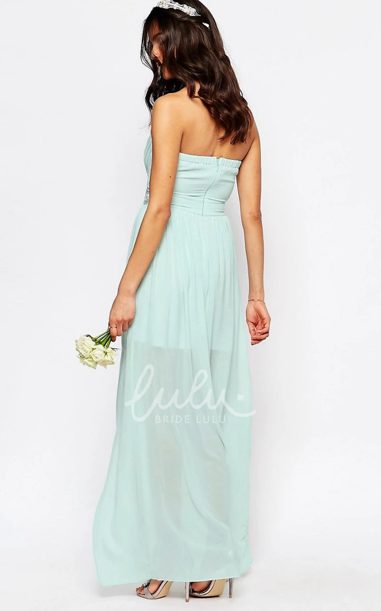 Sleeveless Criss-Cross Notched Chiffon Bridesmaid Dress Ankle-Length