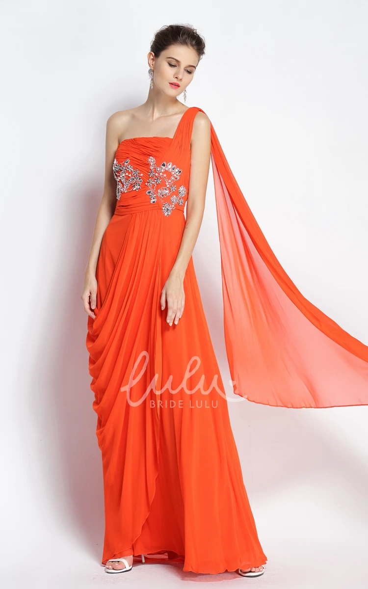 A-Line Chiffon Prom Dress Floor-length One-shoulder + Draping + Unique