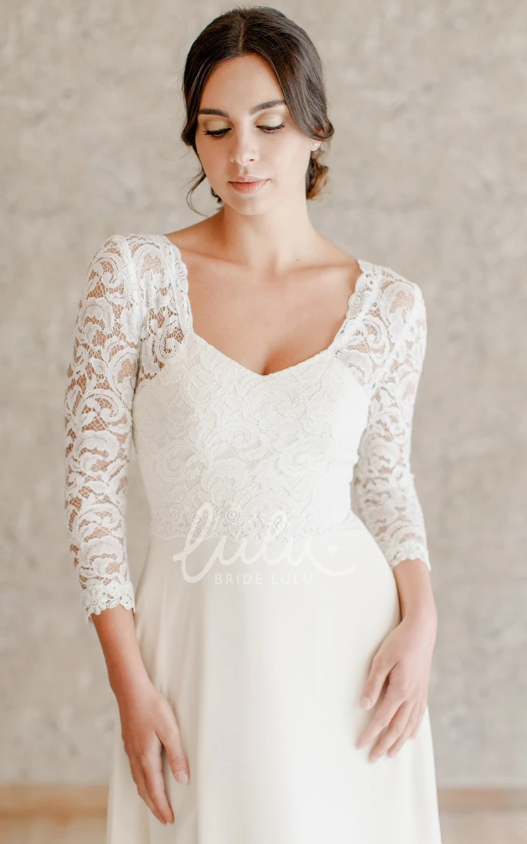 Chiffon A Line Queen Anne Wedding Dress Casual & Ankle-length