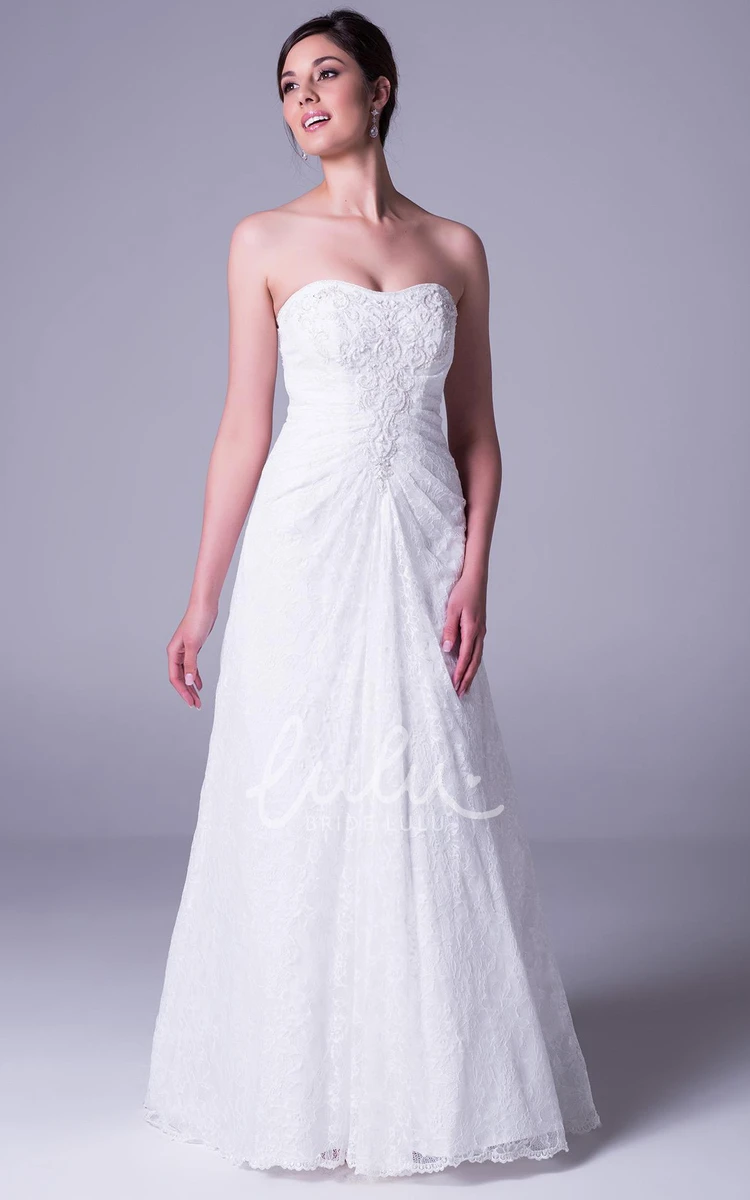 Lace Sheath Wedding Dress with Draped Bodice and Court Train