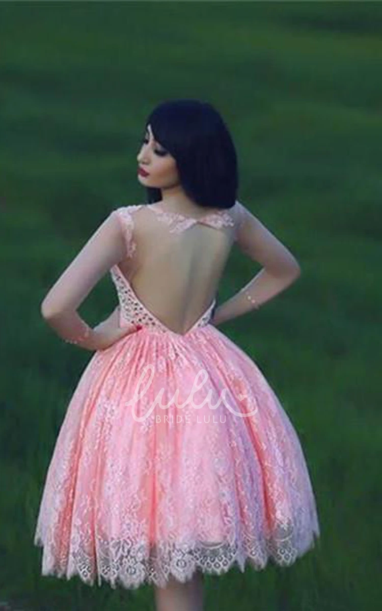 Unique Pink Homecoming Dress with Beadings and Lace Appliques