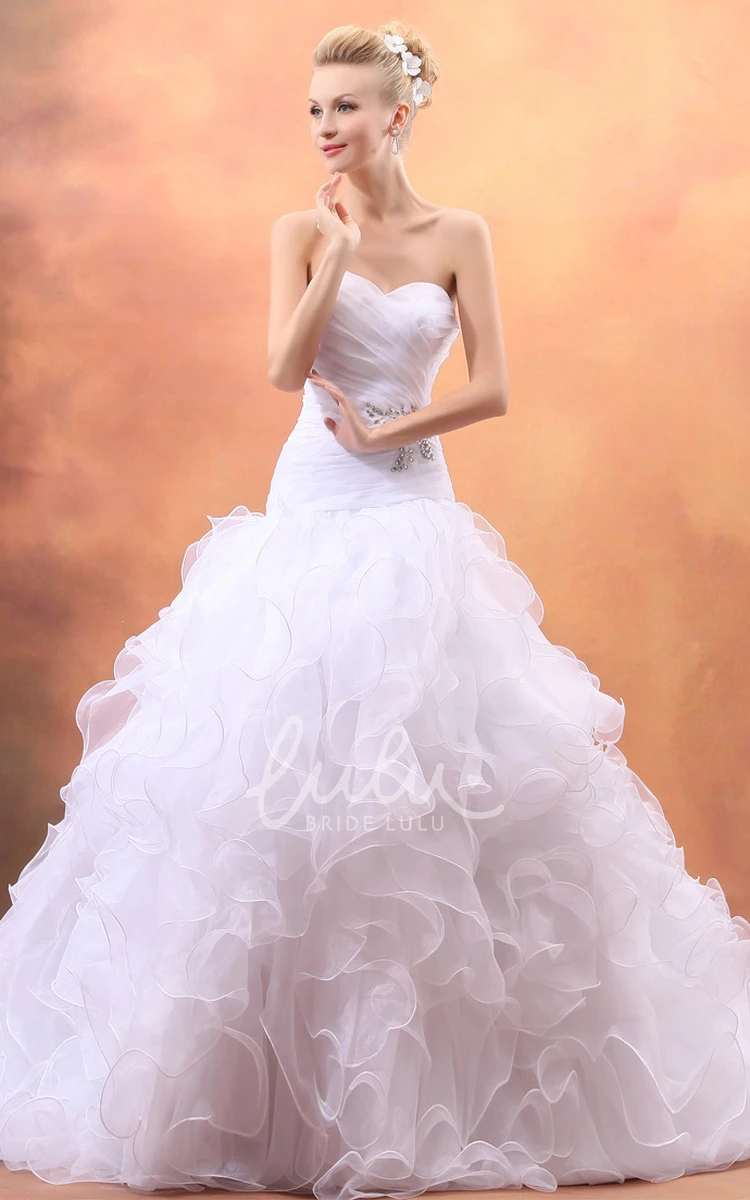 Organza Wedding Gown Sleeveless A-Line Sweetheart Ruffles