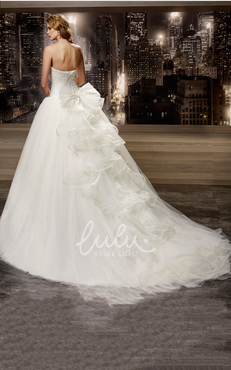 Beaded Sweetheart A-Line Wedding Dress with Back Ruffles Bow