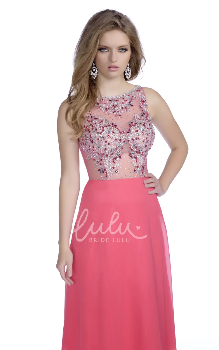 Jeweled Bodice Sleeveless A-Line Prom Dress