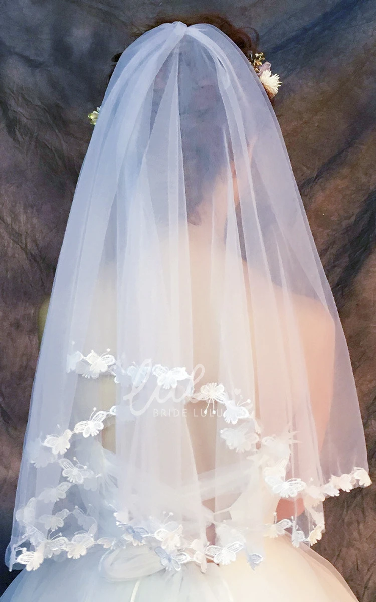 Lace Edge Short Elbow Wedding Veil Elegant Bridal Accessory