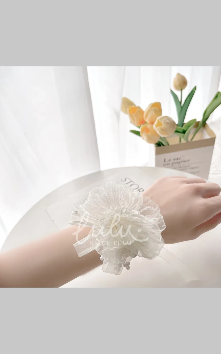 Beautiful Pearl Wrist Corsage for Bridal Wedding