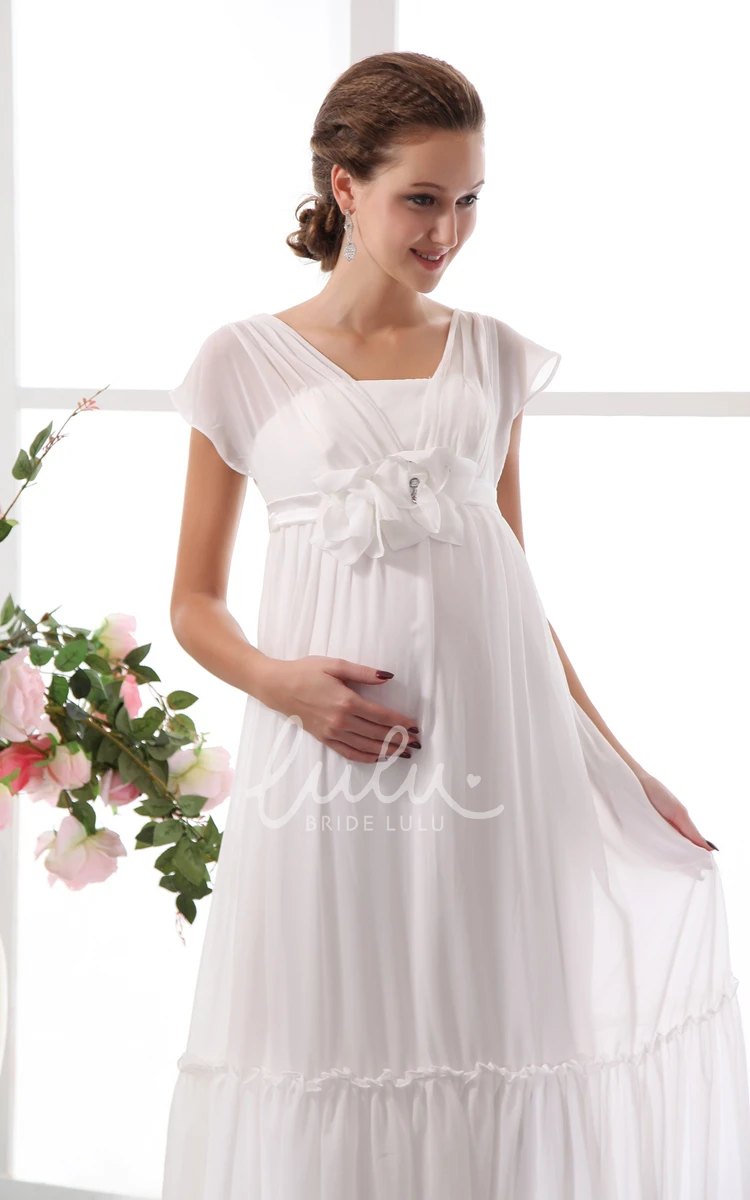 Floral Waistband Maternity Wedding Dress in Soft Flowing Fabric