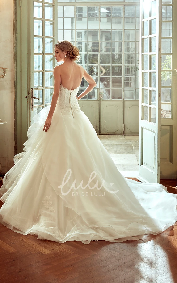 A-line Strapless Wedding Dress with Draped Skirt Beautiful Bridal Gown