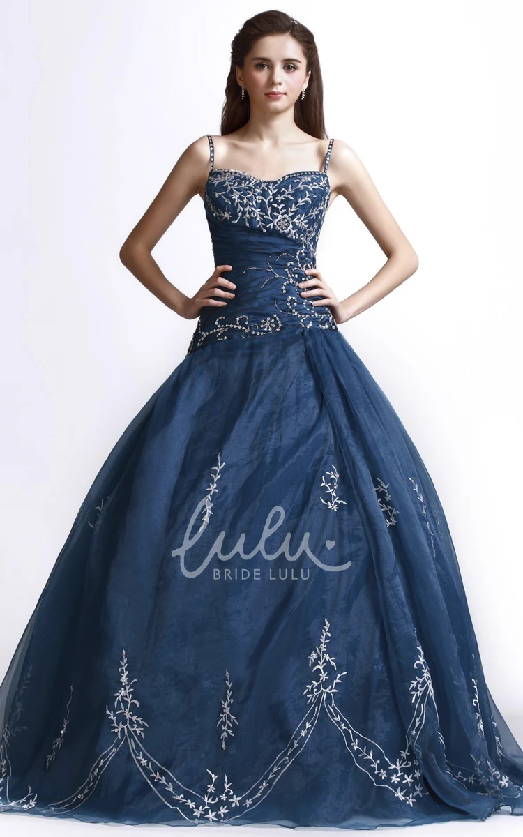 Adorable Lace Appliqued Ball Gown with Straps and Beaded Details