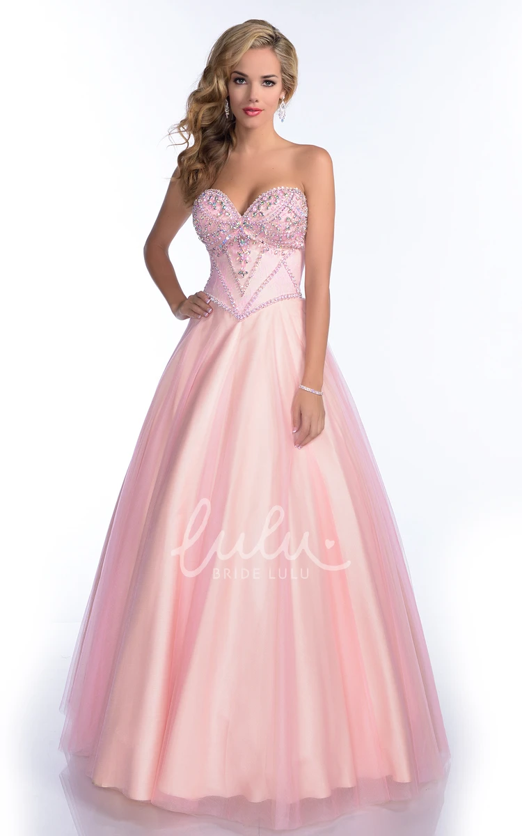 Tulle A-Line Sweetheart Gown with Rhinestone Bust and Lace-Up Back Stunning Prom Dress