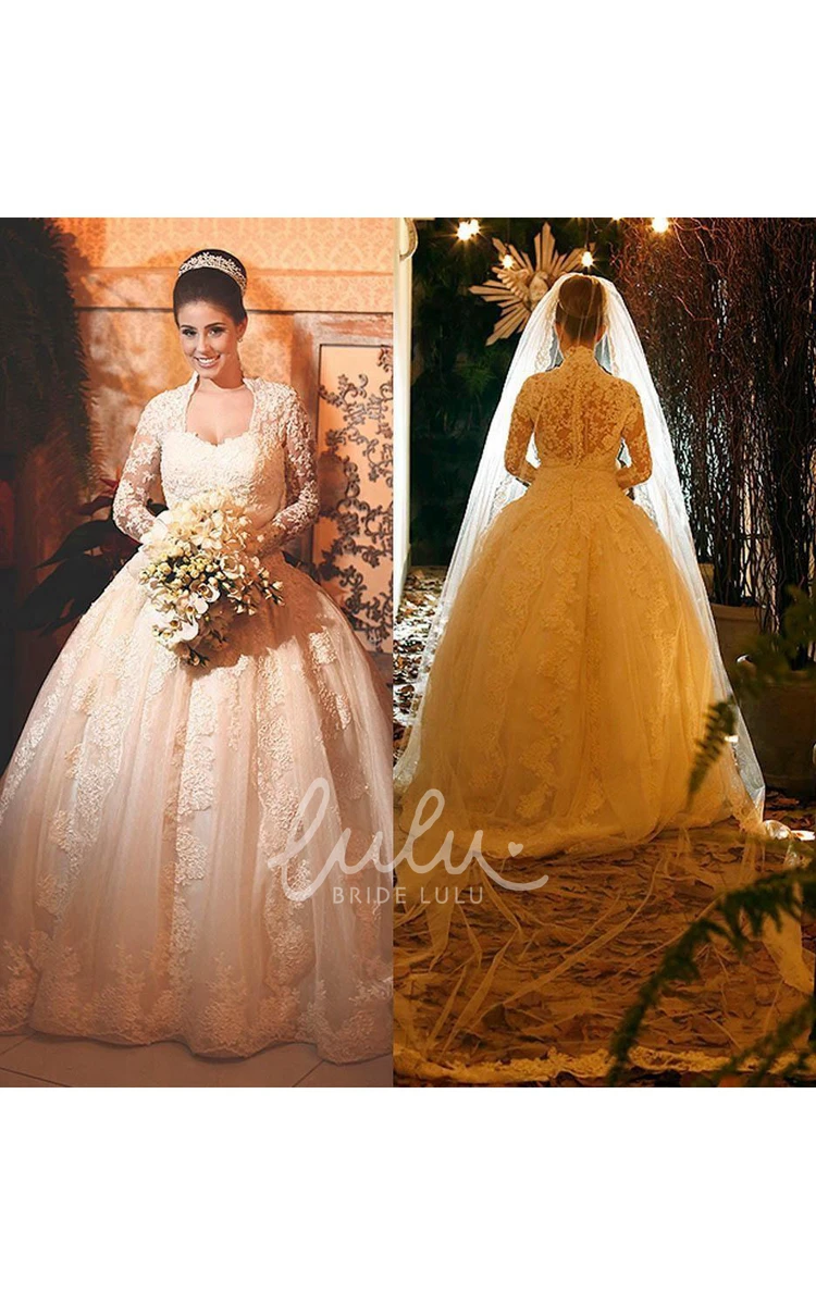 Long Sleeve Lace Wedding Dress with Ball Gown Wedding Dress