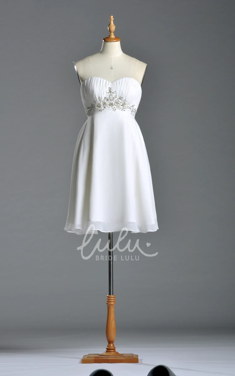 Sweetheart Sleeveless Short Chiffon Wedding Dress With Beading