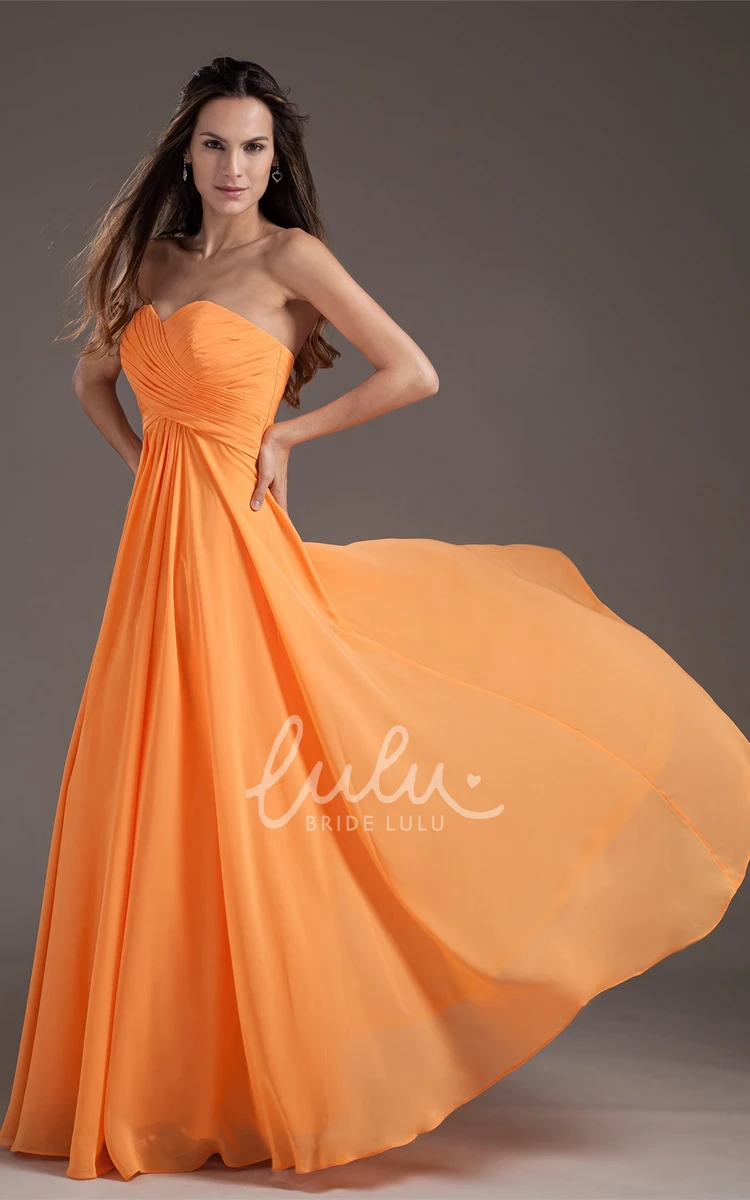 Maxi Chiffon Bridesmaid Gown with Sweetheart Criss-Cross Pleats and Sleeveless Design