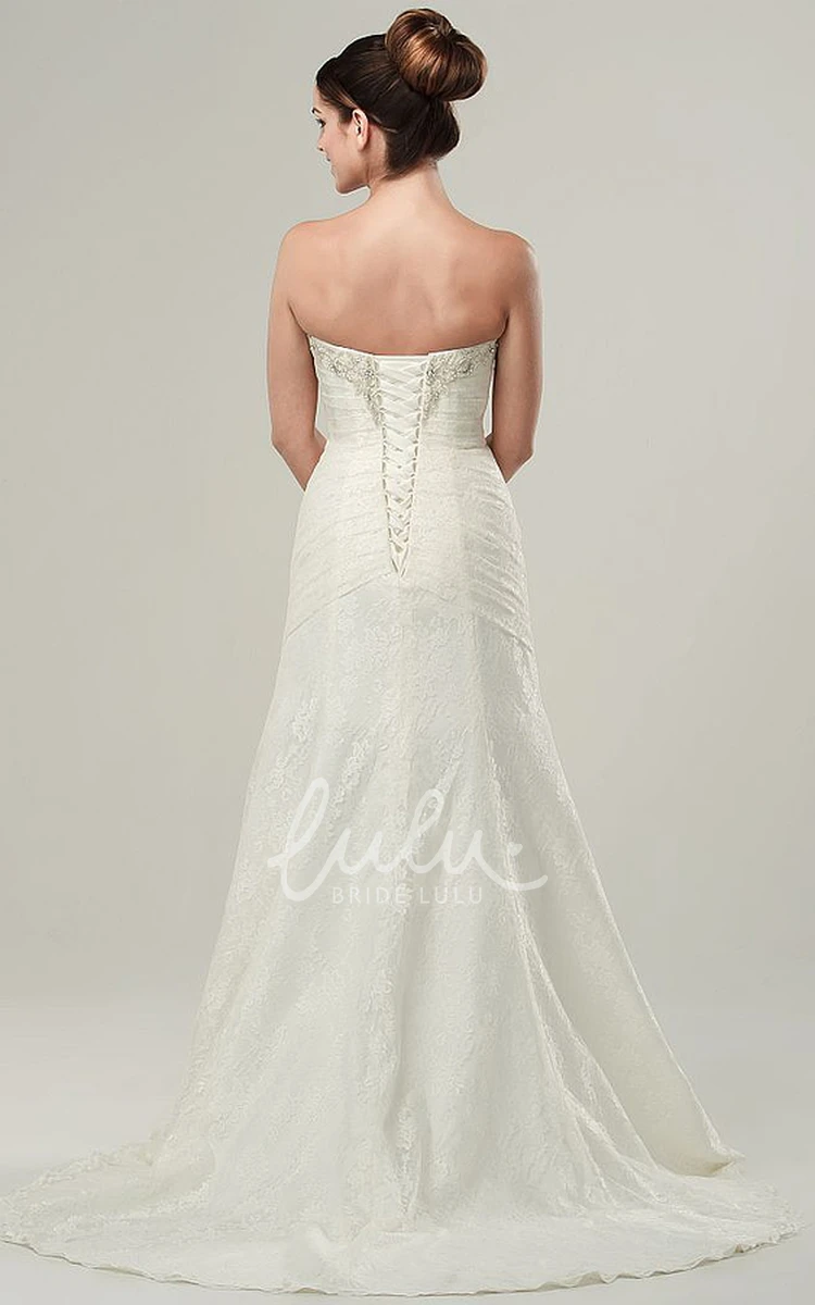 Beaded Lace A-Line Wedding Dress with Side Draping and Appliques