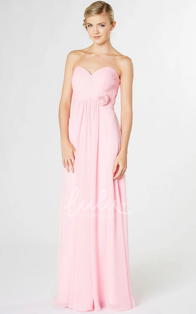 Sweetheart Empire Criss-Cross Chiffon Bridesmaid Dress with Corset Back and Flower Details