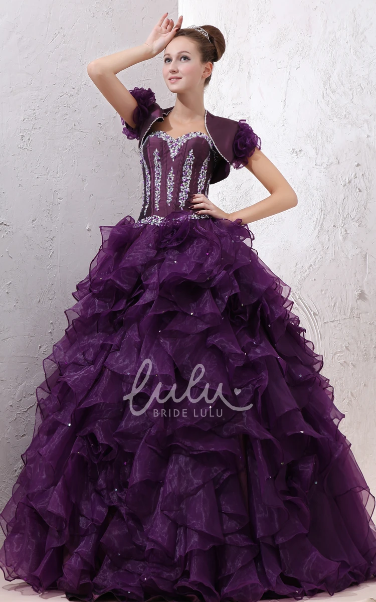 Quinceanera Dress with Beading and Ruffles Unique Strapless Organza