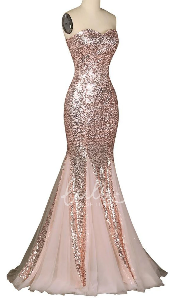 Sleeveless Sequin Dress Sweetheart Lace-Up Back Prom Dress