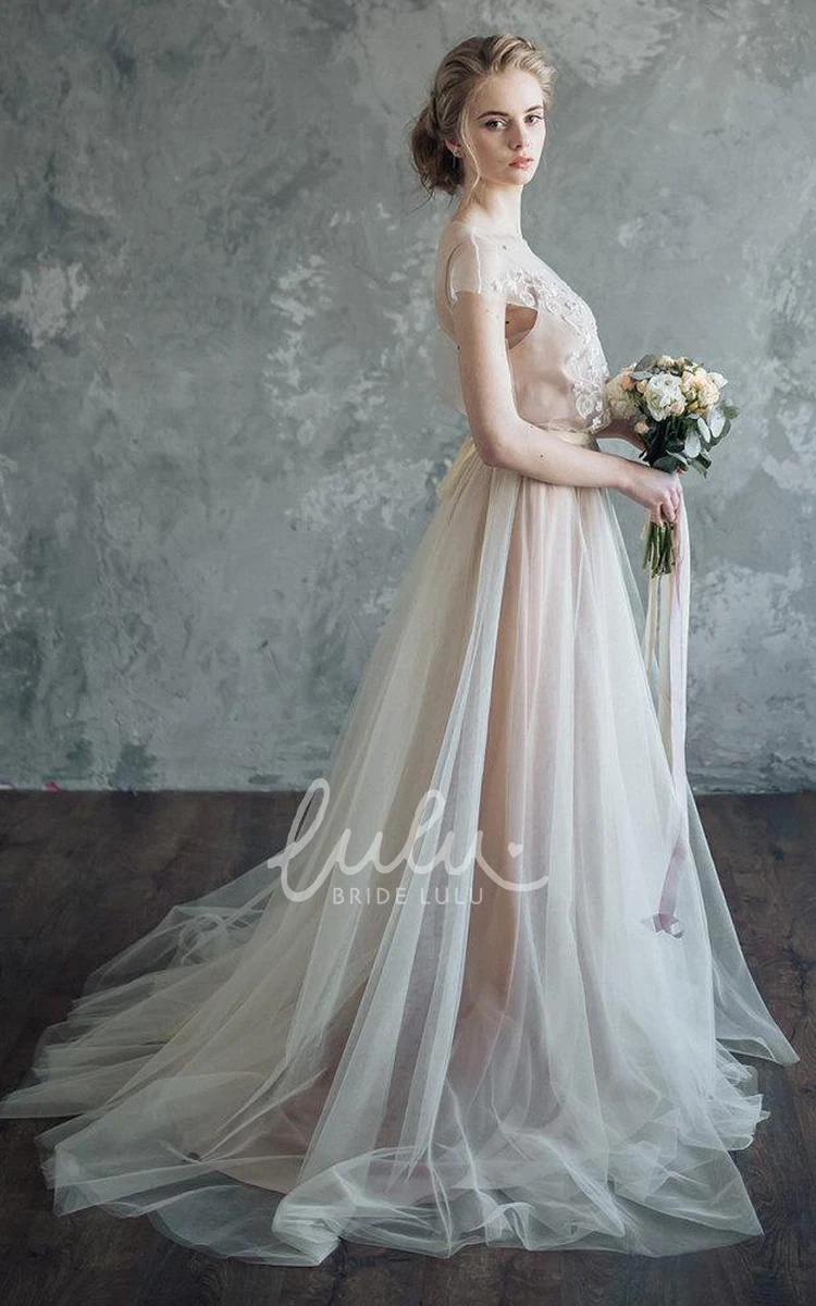 Chiffon Lace Beaded Bridesmaid Dress with Appliques Flowy Bridal Gown