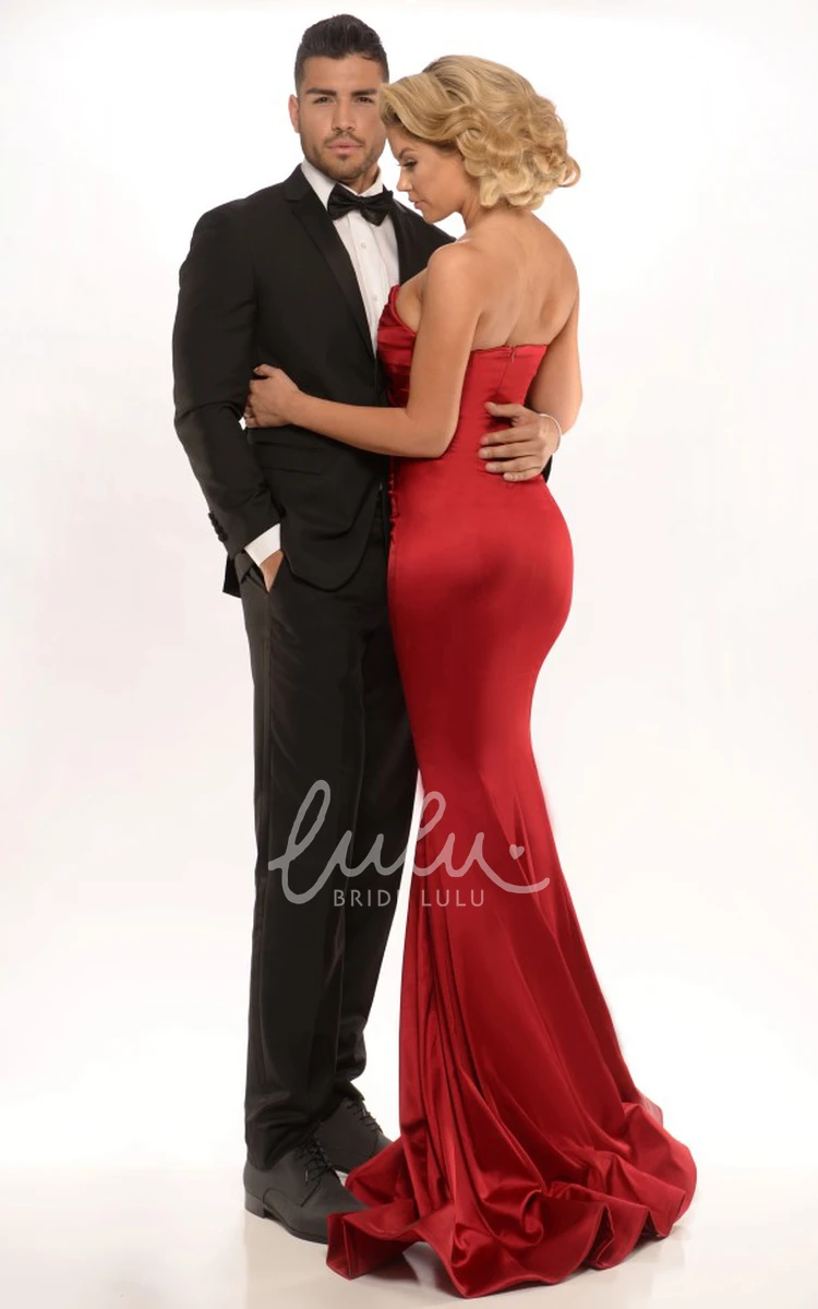 Sweetheart Satin Prom Dress with Mermaid Silhouette Split-Front Skirt and Zipper Back